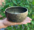 Antique Thadobati Himalayan Healing Singing Bowl 5" | E Note Solar Plexus Chakra Bowl with Striker & Cushion - DharmaObjects