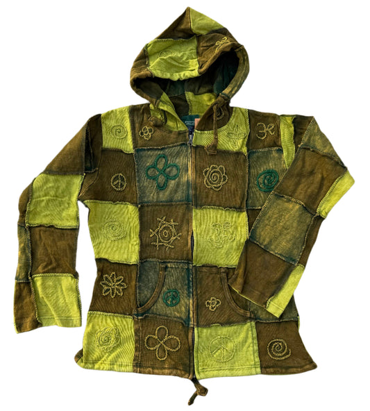 Patchwork Embroidered Hoodie Jacket - Handcrafted in Nepal