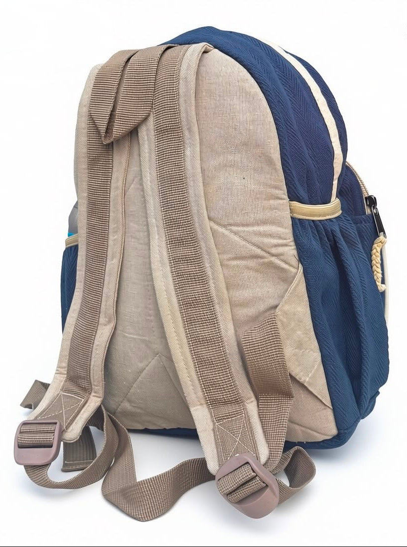 KayJayStyles Blue Handmade Hemp Backpack – Small Lightweight Nepal Daypack