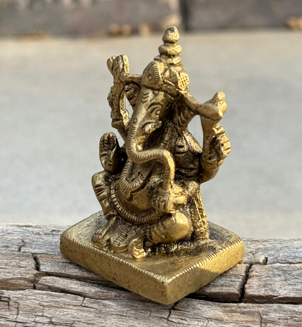 Small Ganesha Statue Solid Brass Handcrafted In India - DharmaObjects