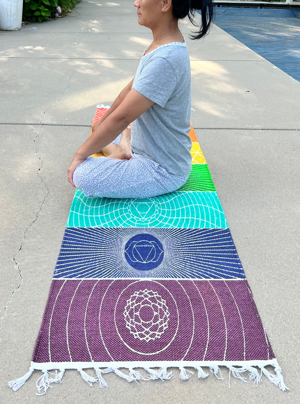 Organic Cotton 7 Chakra Yoga Mat Rug Comfortable And Perfect For Yoga, Meditation, Fitness, and Prayer | Non-toxic and Anti-slip
