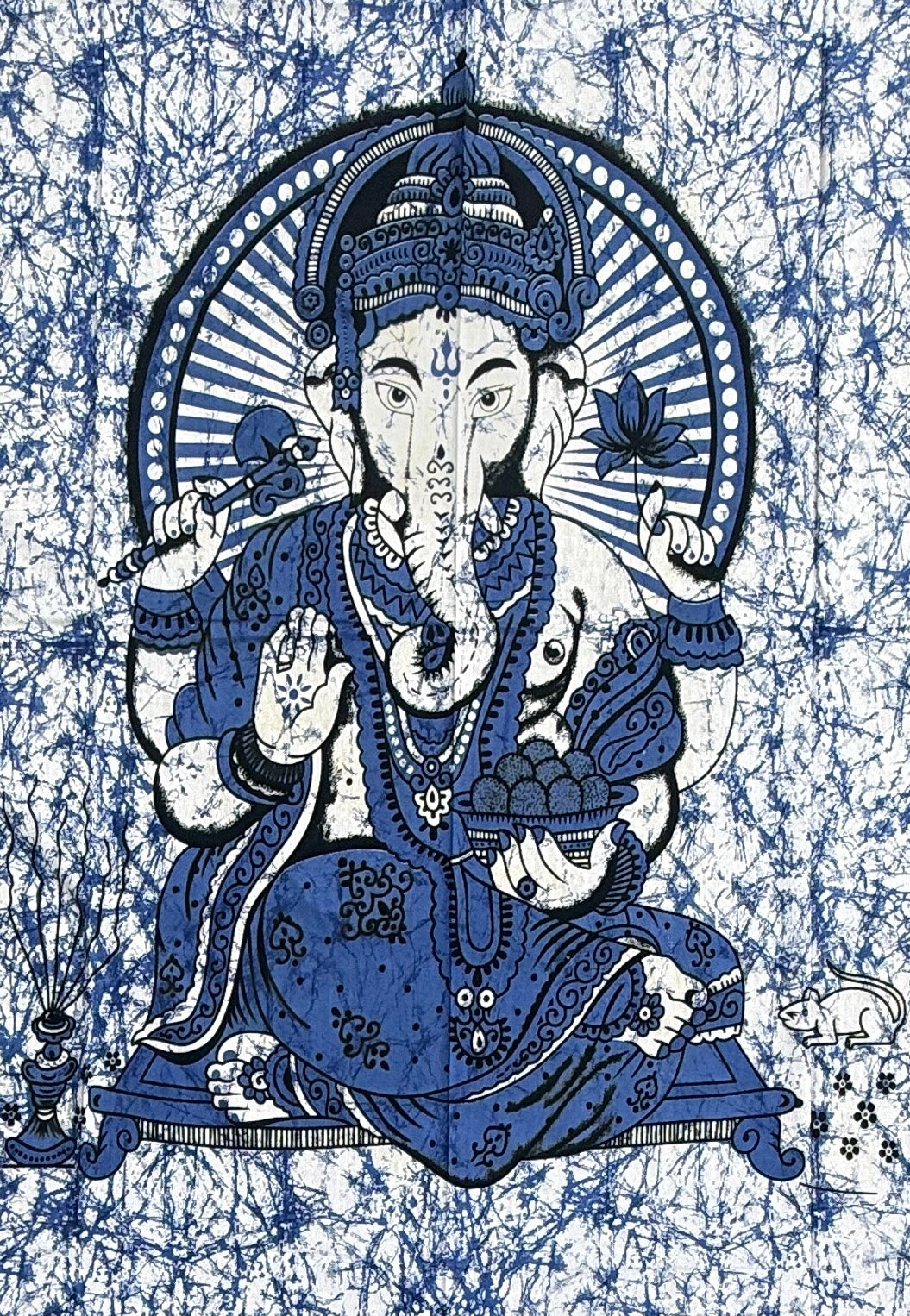 Ganesha Ganesh Tapestry Wall Hanging | Heavy Cotton Fabric Spiritual Decor | 84” x 54” Large Boho Wall Art - DharmaObjects