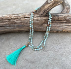 Amazonite Mala 108 Beads – Hand Knotted Gemstone Meditation Prayer Necklace