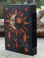 Handmade Celestial Sun & Moon Embossed Leather Journal