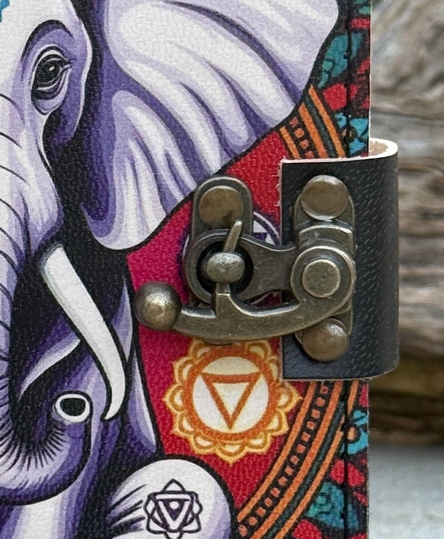 Handmade 7 Chakra Elephant Embossed Leather Journal