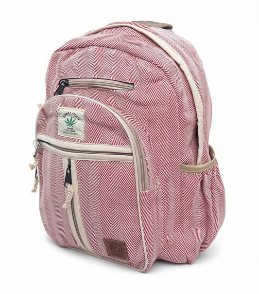 KayJayStyles Red Stripe Handmade Hemp Backpack – Small Lightweight Nepal Daypack