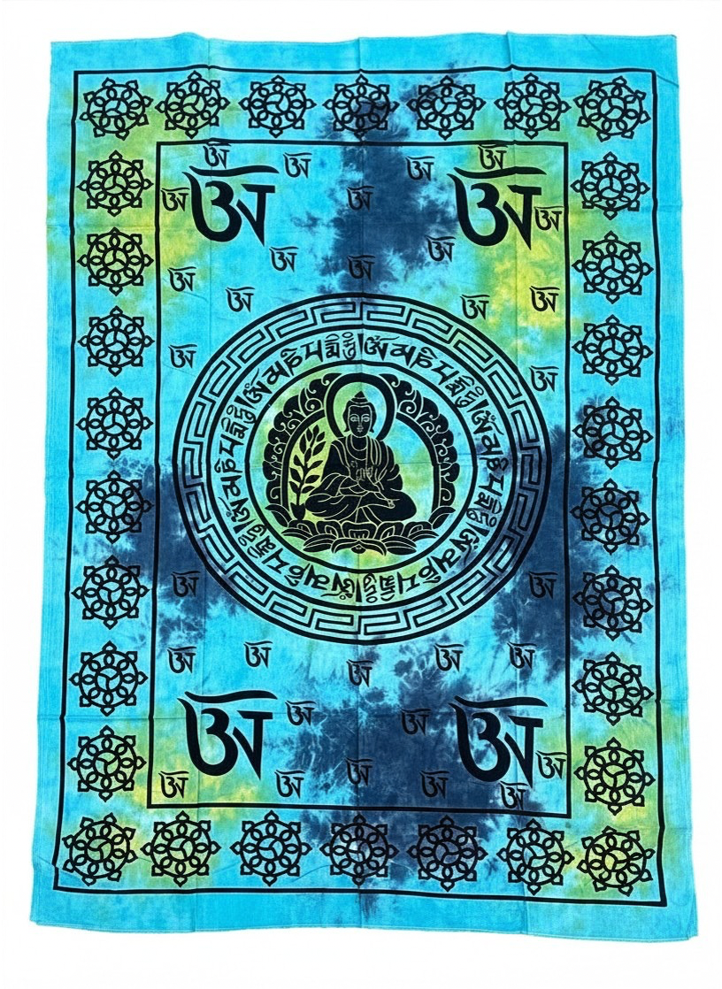 Buddha Om Mani Padme Hum Cotton Wall Hanging, Tibetan Mantra - DharmaObjects
