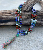 Chakra Mala 108 Beads – Hand Knotted 7 Chakra Gemstone Meditation Prayer Necklace