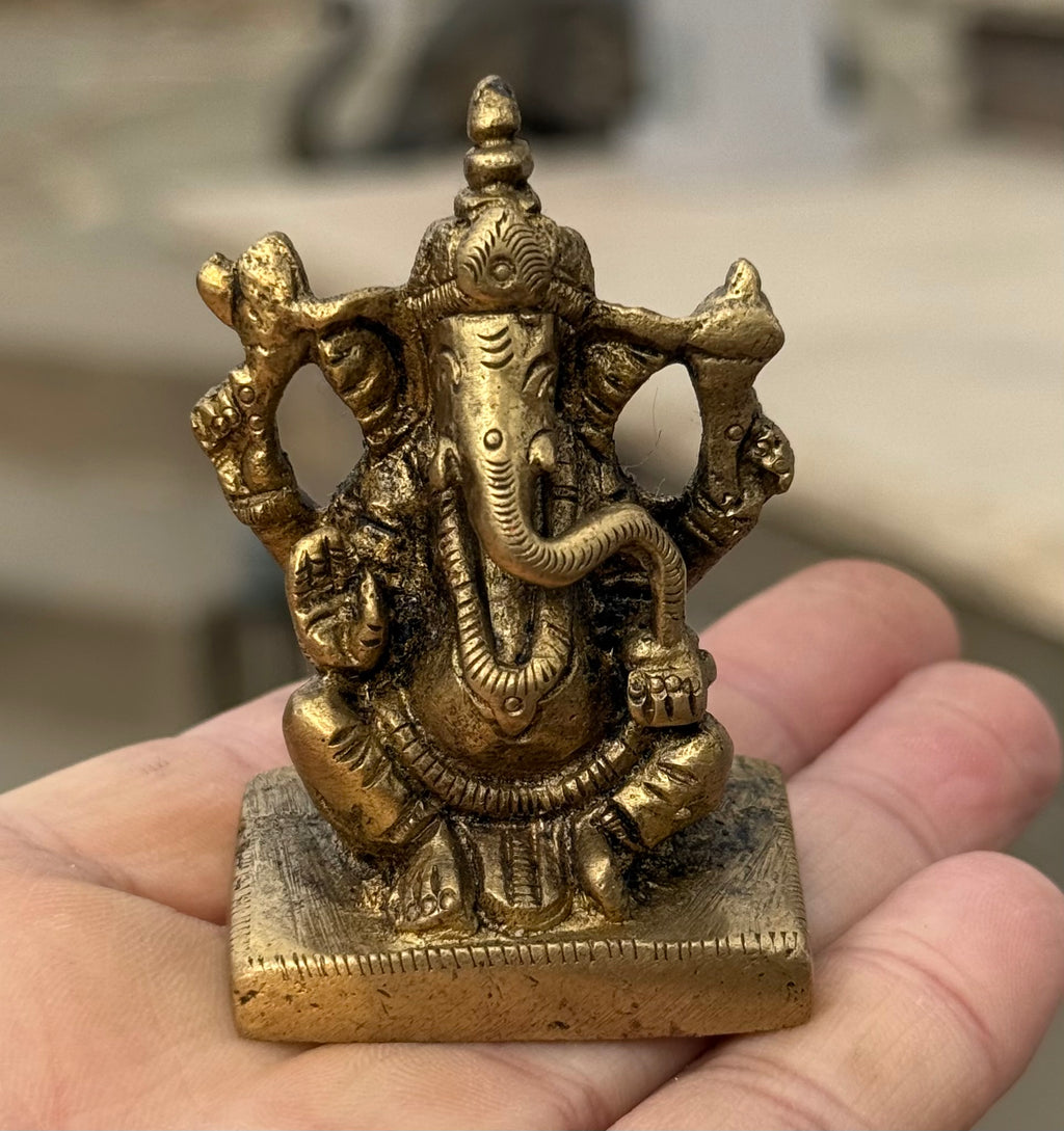 Small Ganesha Statue Solid Brass Handcrafted In India - DharmaObjects