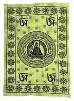 Buddha Om Mani Padme Hum Cotton Wall Hanging, Tibetan Mantra - DharmaObjects