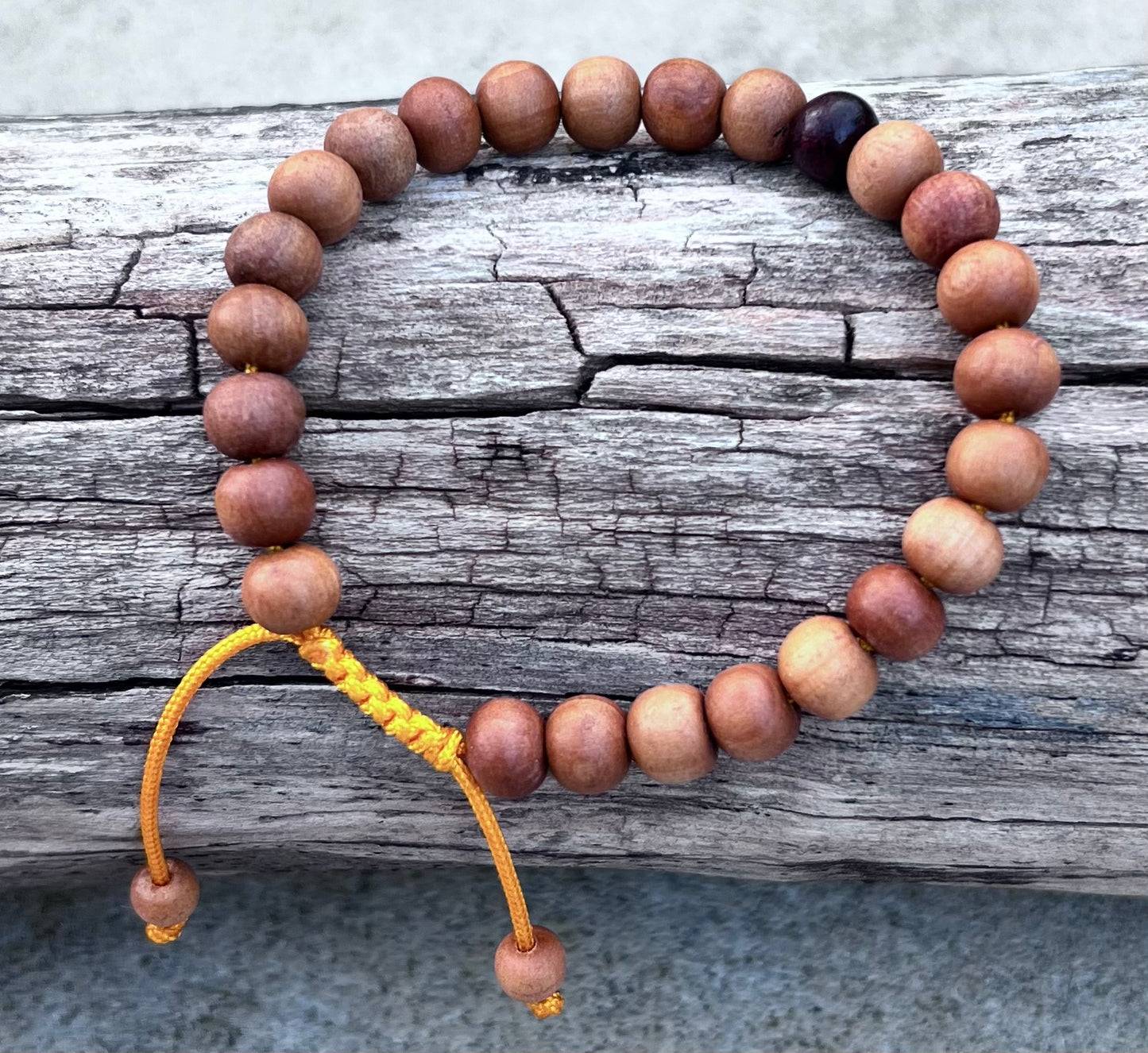 Tibetan Sandalwood Beads Adjustable Wrist Mala Bracelet Free Pouch