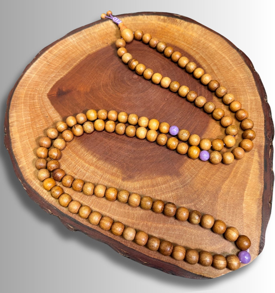 Sandalwood Purple Jade Mala - DharmaObjects