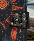 Handmade Celestial Sun & Moon Embossed Leather Journal