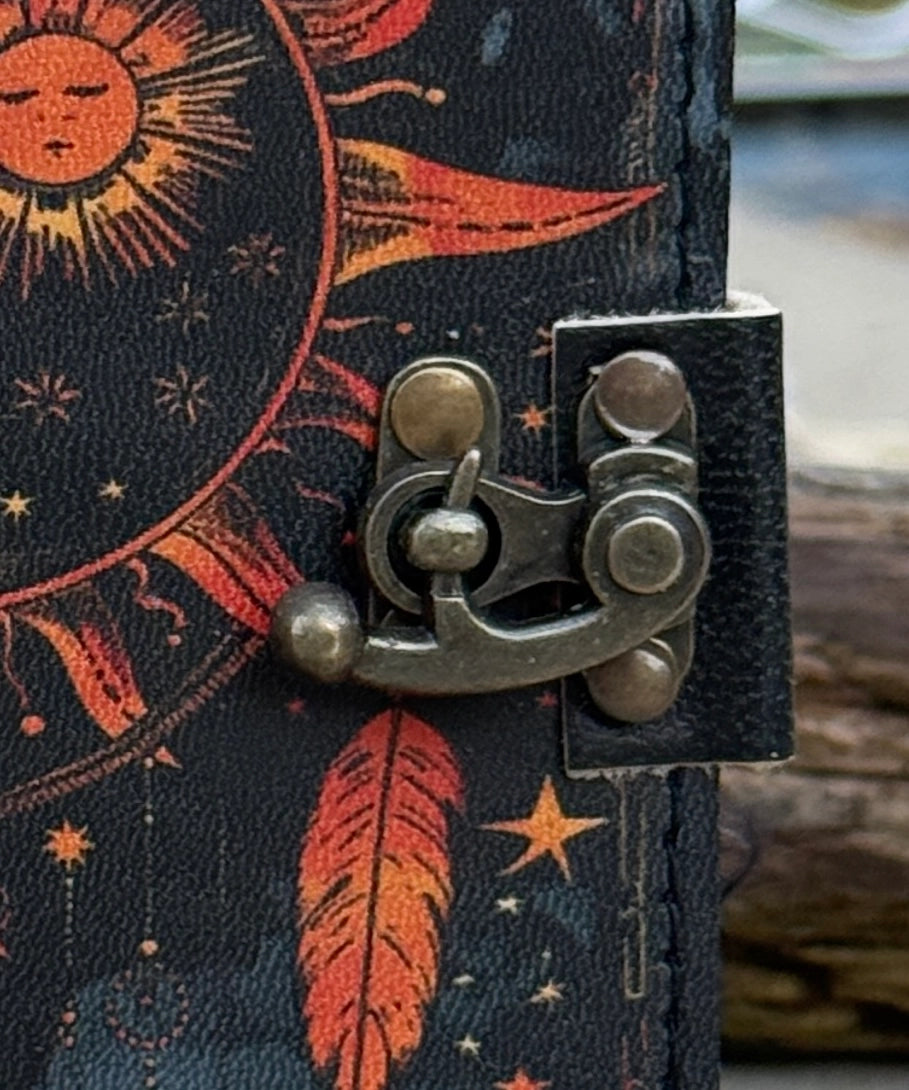 Handmade Celestial Sun & Moon Embossed Leather Journal