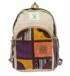 KayJayStyles Multi-Patch Handmade Hemp Backpack – Small Lightweight Nepal Daypack