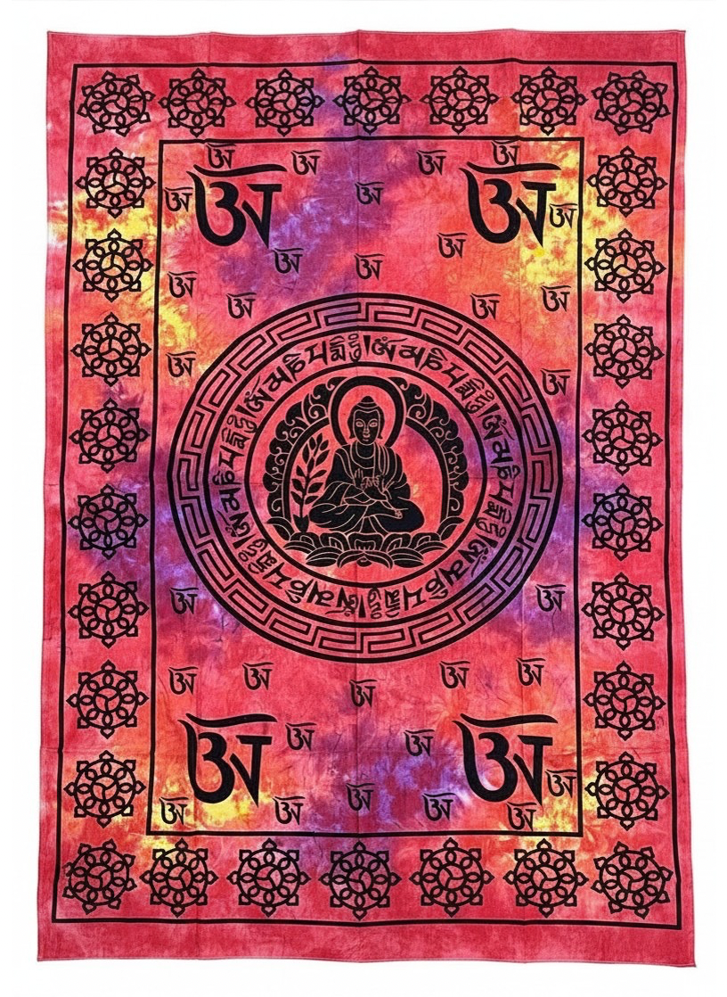 Buddha Om Mani Padme Hum Cotton Wall Hanging, Tibetan Mantra - DharmaObjects