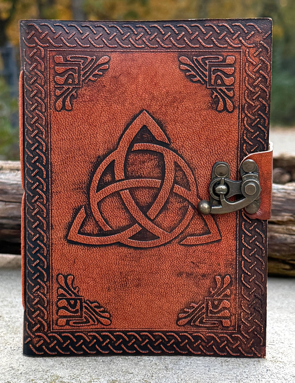 Handmade Triquetra Embossed Leather Journal