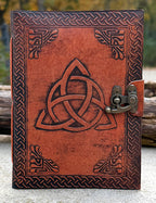 Handmade Triquetra Embossed Leather Journal