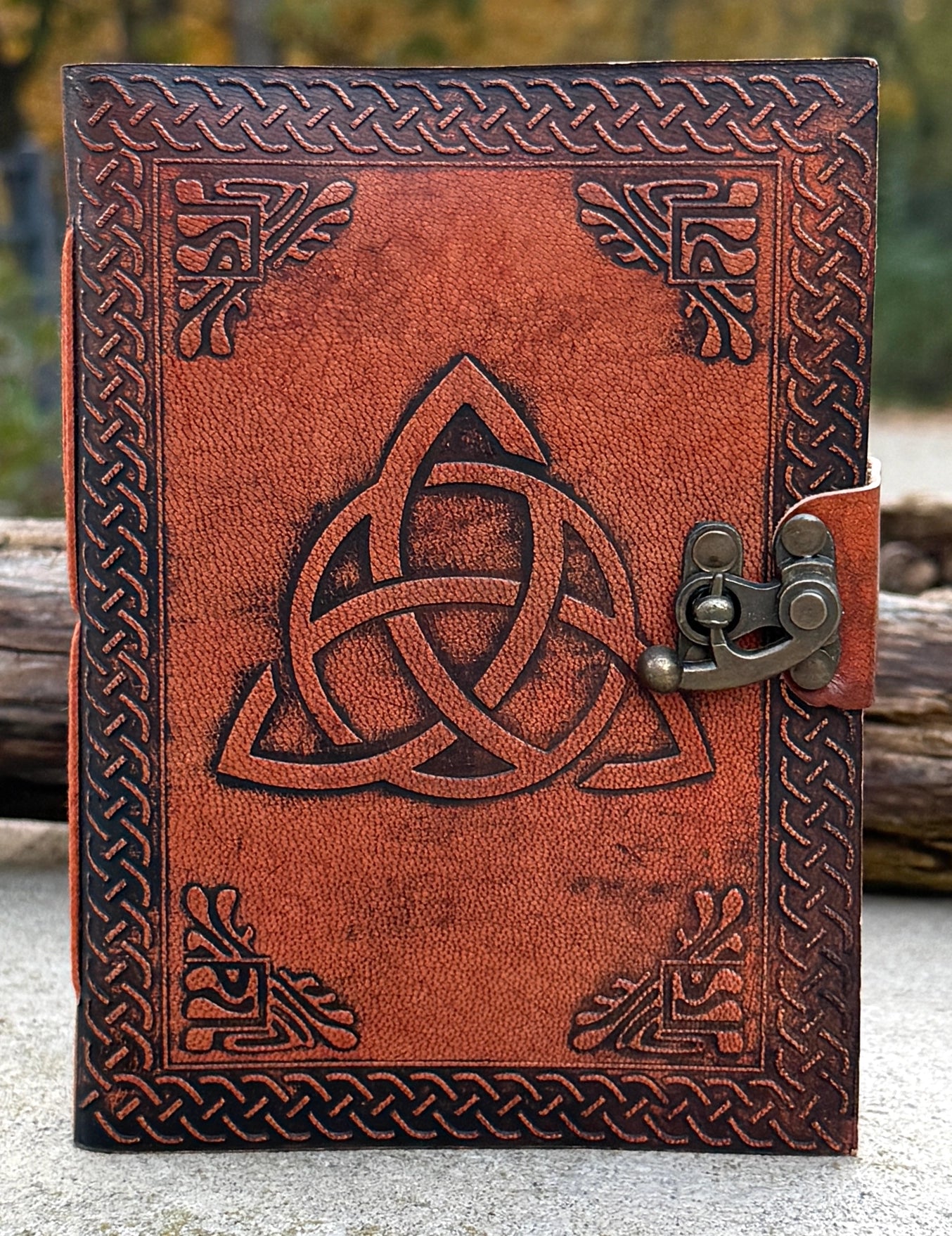 Handmade Triquetra Embossed Leather Journal