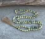 Serpentine Mala 108 Beads – Hand Knotted Gemstone Meditation Prayer Necklace