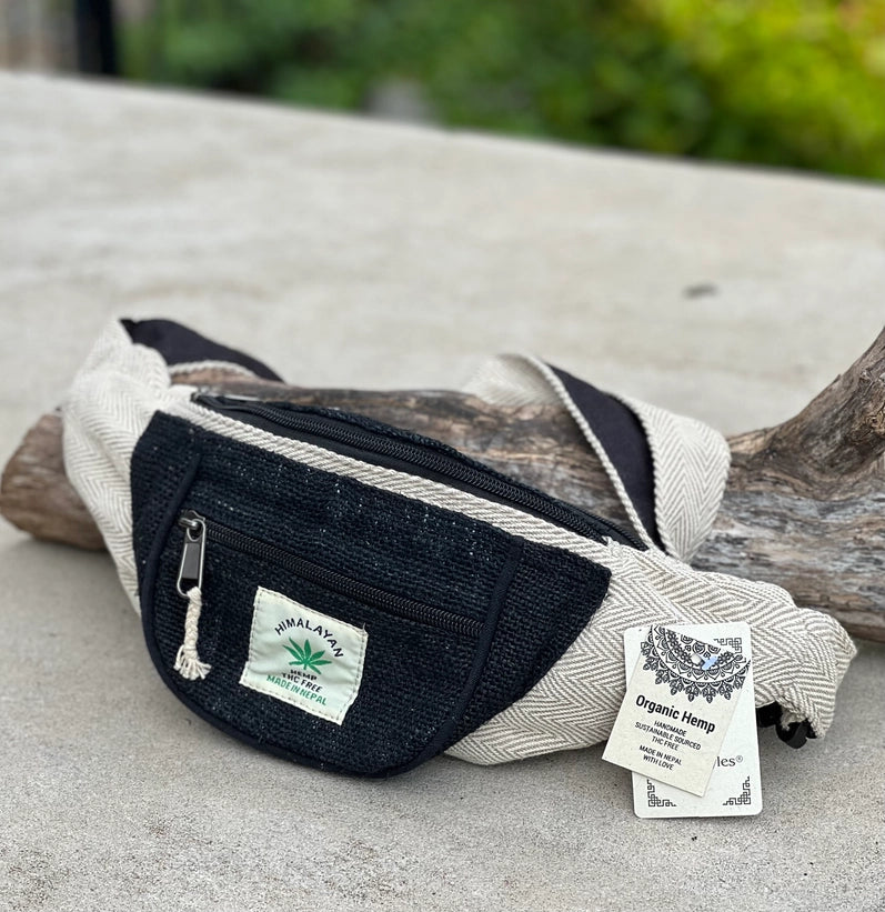 Boho Style Hemp Fanny Pack – Handmade Adjustable Waist & Crossbody Bag