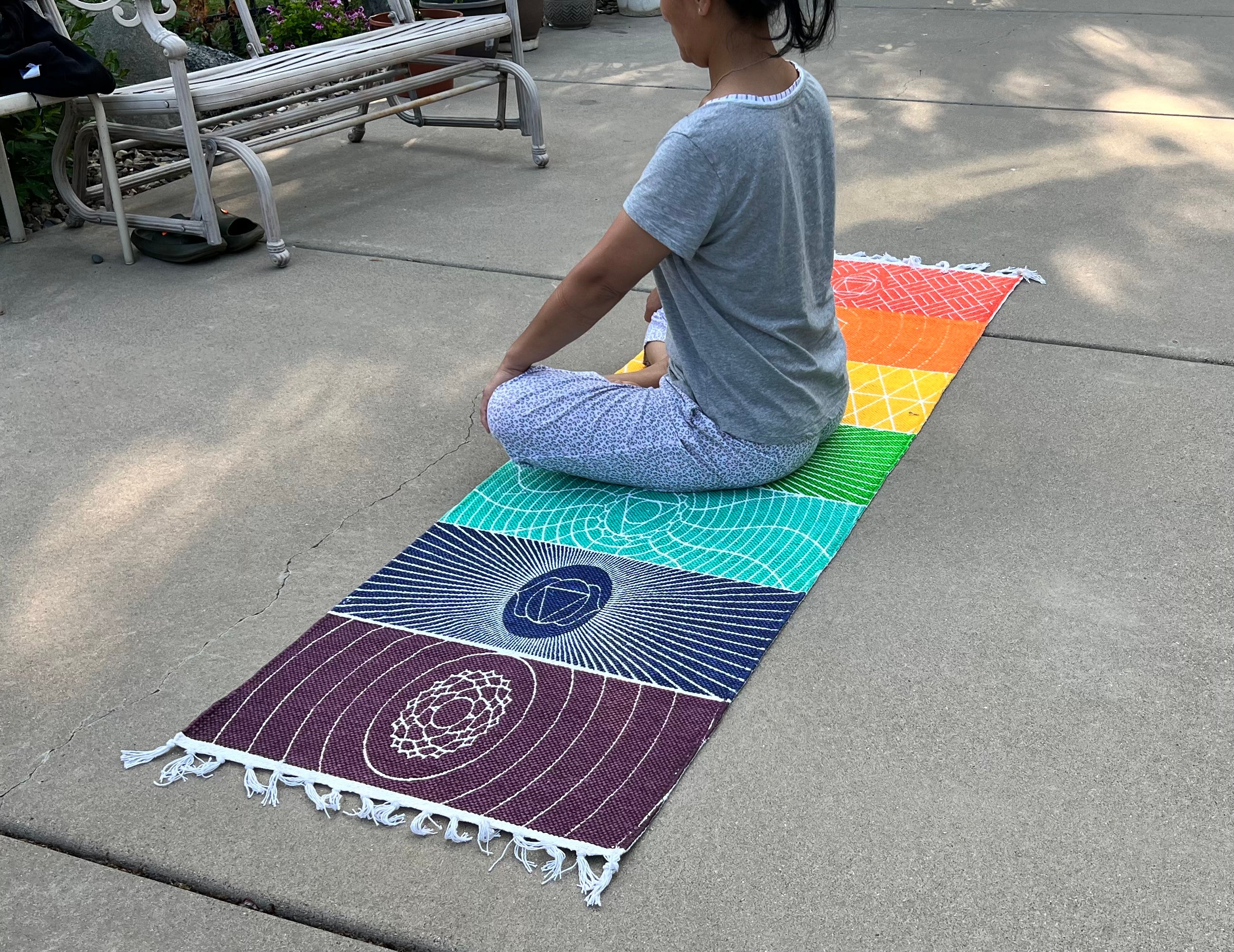 Organic Cotton 7 Chakra Yoga Mat Rug Comfortable And Perfect For Yoga, Meditation, Fitness, and Prayer | Non-toxic and Anti-slip