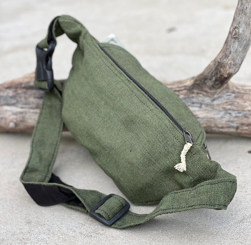 Boho Style Hemp Fanny Pack – Handmade Adjustable Waist & Crossbody Bag