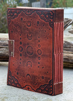 Handmade Moon Phases Embossed Leather Journal