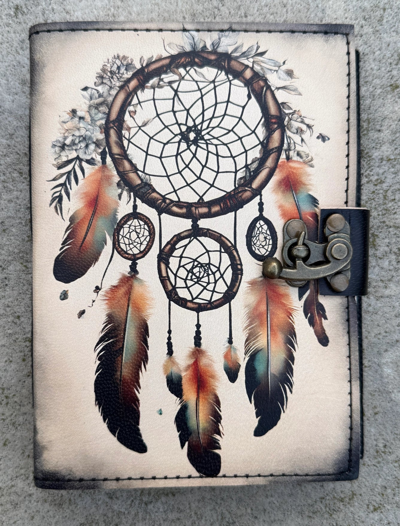Handmade Native Dream Catcher Embossed Leather Journal