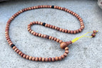 Natural Sandalwood 108 Bead Meditation Mala | Adjustable Japa Prayer Beads | Buddhist Hindu Yoga Mala | Guru Bead Necklace | Spiritual Gift - DharmaObjects