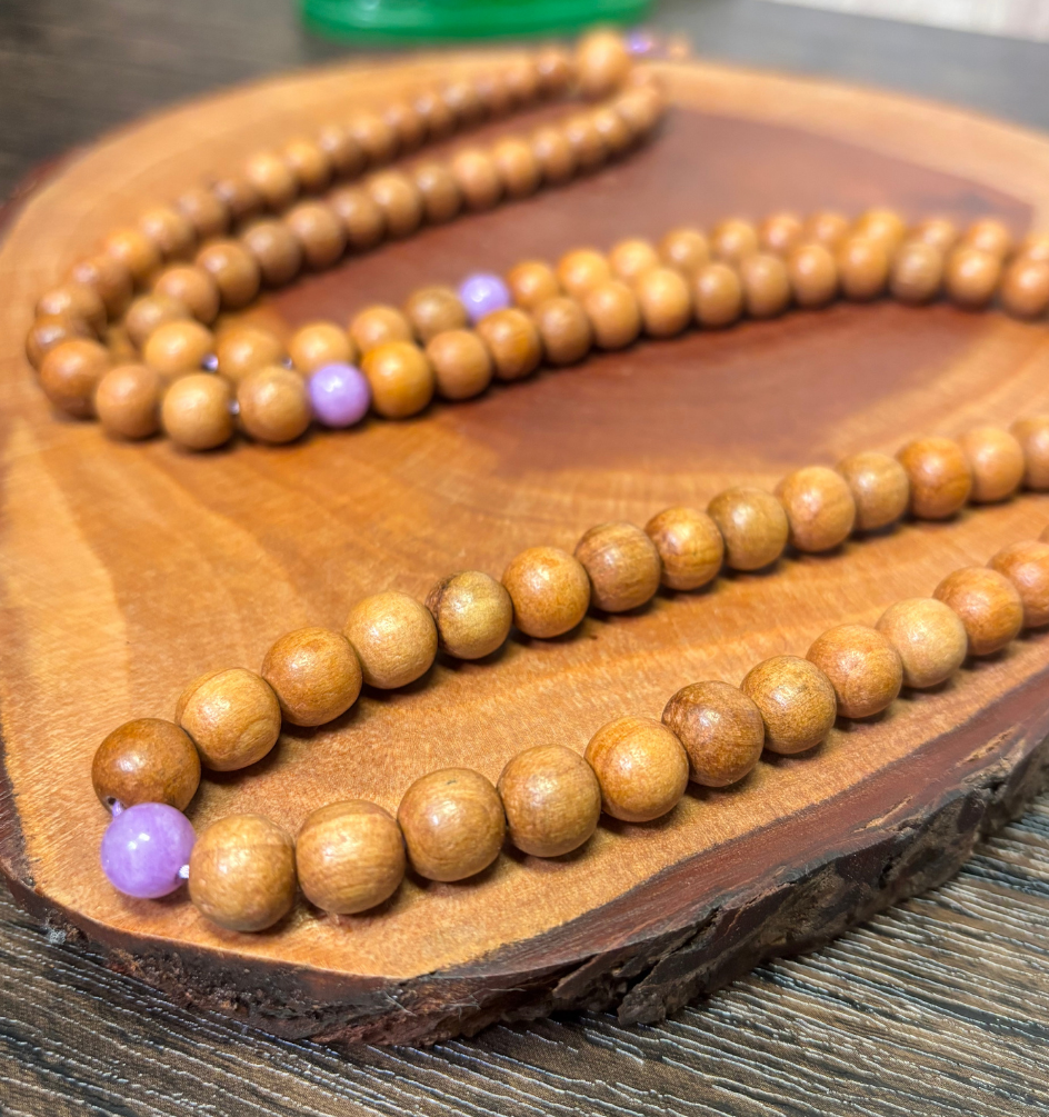 Sandalwood Purple Jade Mala - DharmaObjects