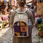KayJayStyles Multi-Patch Hemp Nepal Backpack – Handmade Large Multi-Pocket Bag