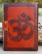 Handmade Om Embossed Leather Journal
