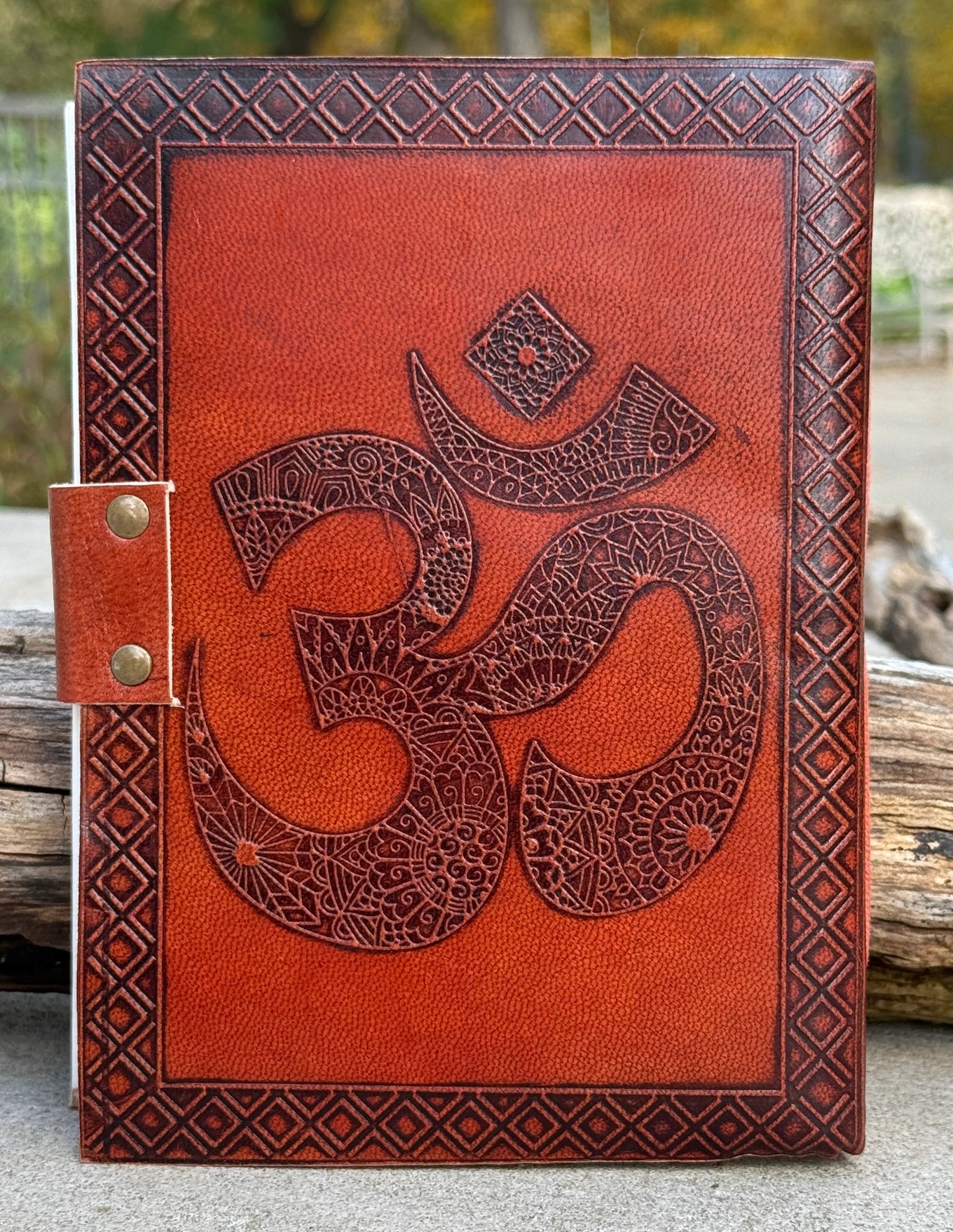 Handmade Om Embossed Leather Journal