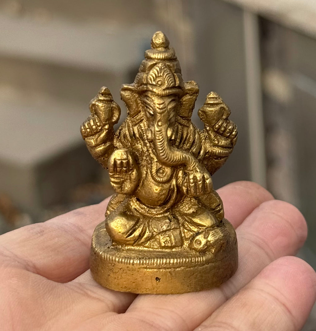 Small Ganesha Statue Solid Brass Handcrafted In India - DharmaObjects