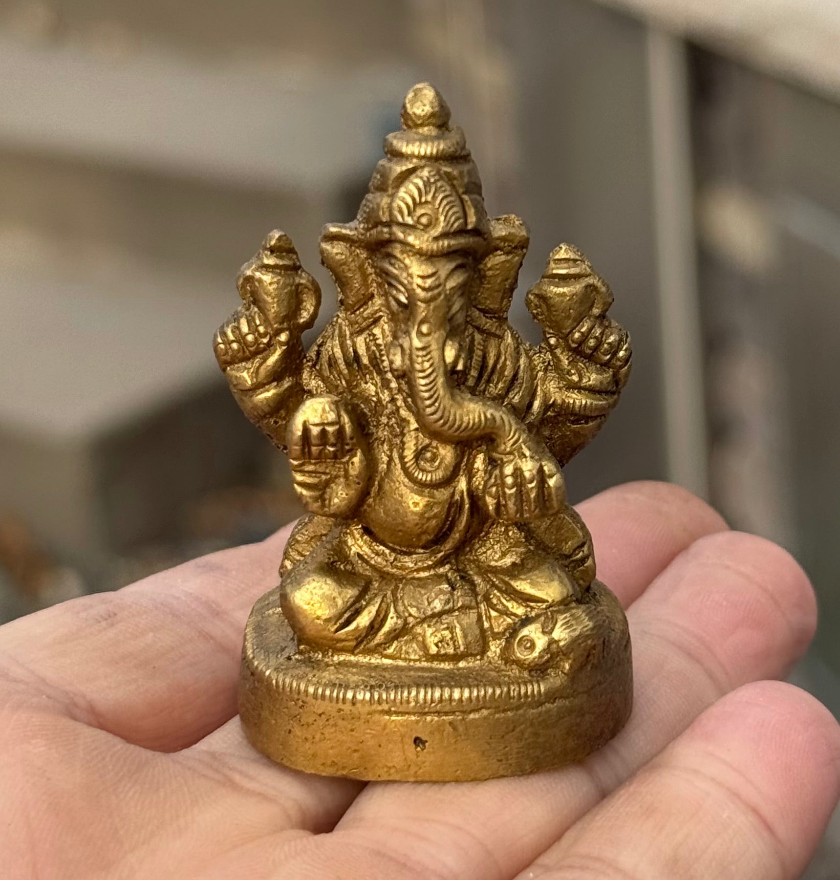 Small Ganesha Statue Solid Brass Handcrafted In India - DharmaObjects
