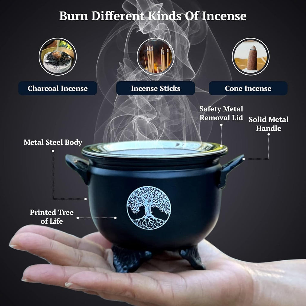 Large Metal Charcoal Screen Incense Burner (Tree of Life) - DharmaObjects