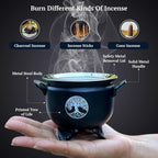 Large Metal Charcoal Screen Incense Burner (Tree of Life) - DharmaObjects