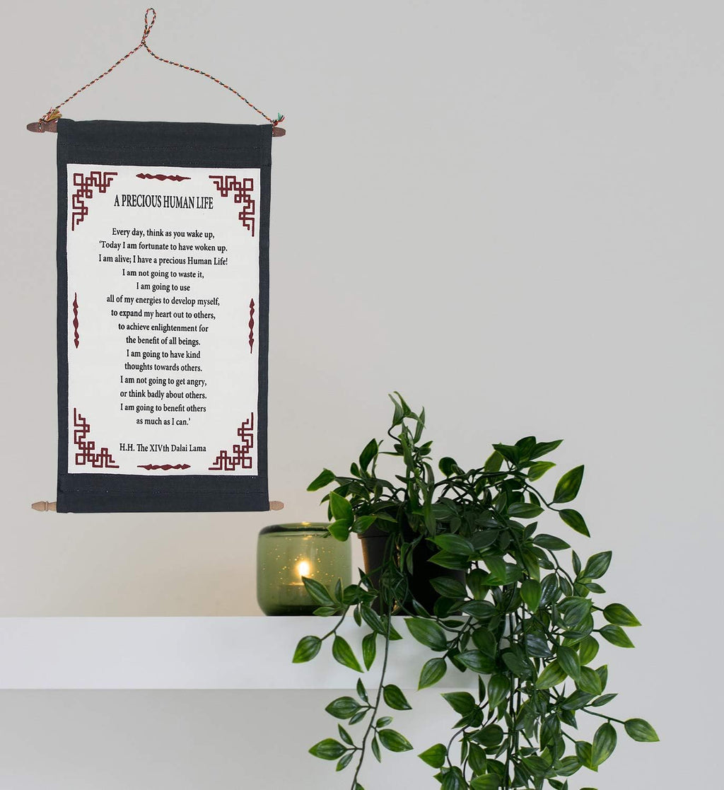 Dalai Lama Quotes ~ A Precious Human Life ~ Inspirational Message Wall Decor Hanging - DharmaObjects