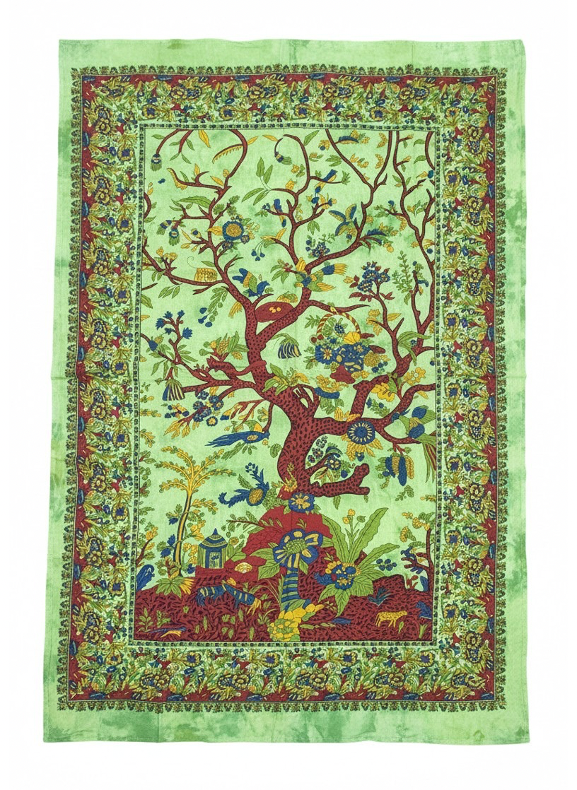 Tree of Life Tapestry Wall Hanging – Boho Beach Throw, Spiritual Nature Wall Decor, Large 80” x 53” Mandala Home Accent - DharmaObjects