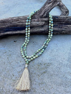 Serpentine Mala 108 Beads – Hand Knotted Gemstone Meditation Prayer Necklace