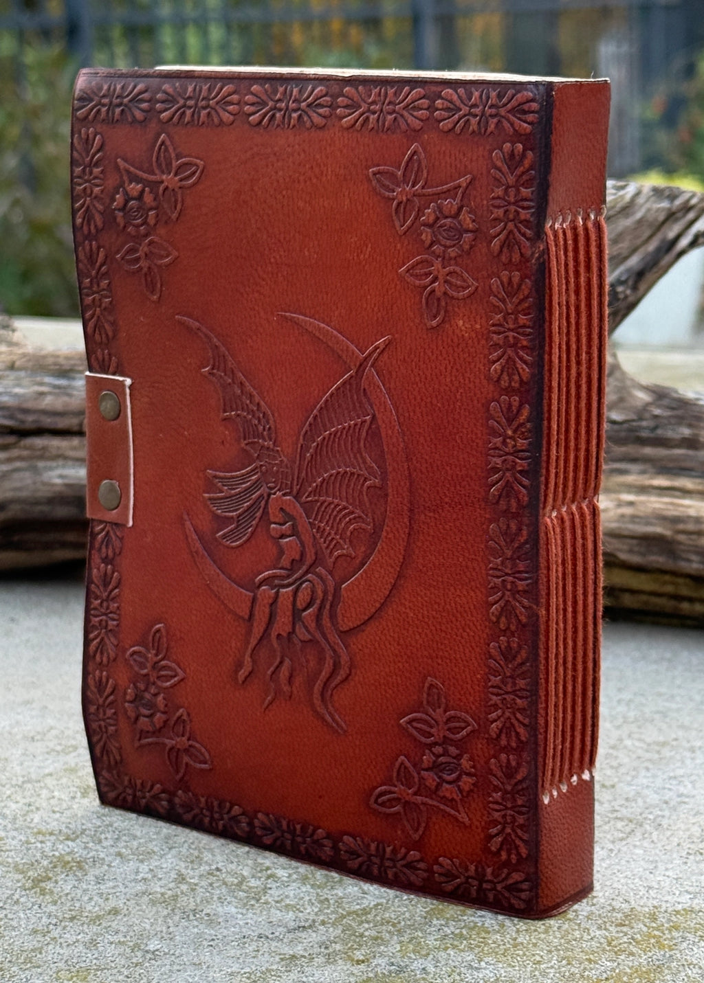 Handmade Fairy Moon Embossed Leather Journal