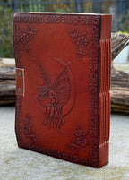 Handmade Fairy Moon Embossed Leather Journal