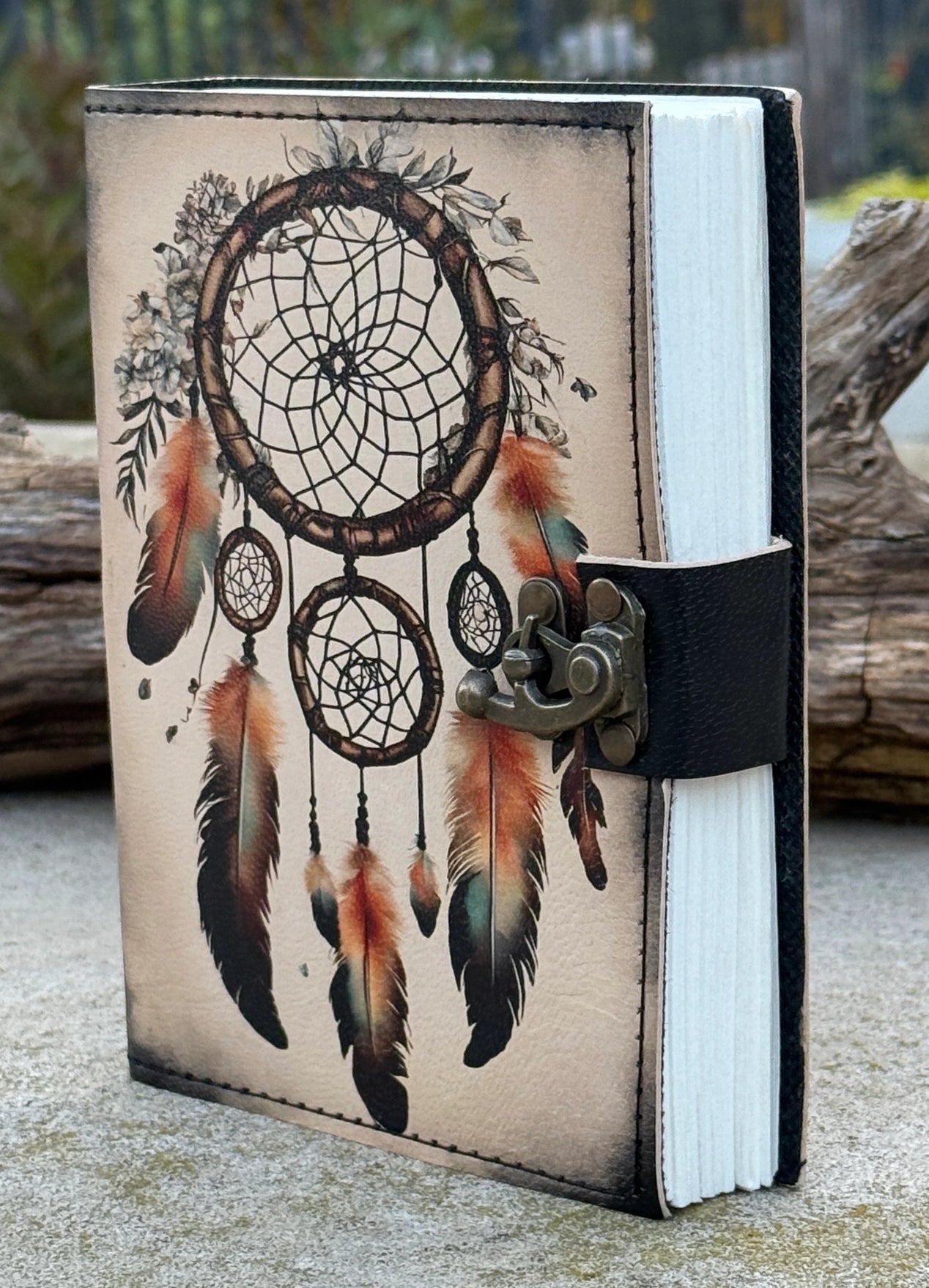 Handmade Native Dream Catcher Embossed Leather Journal