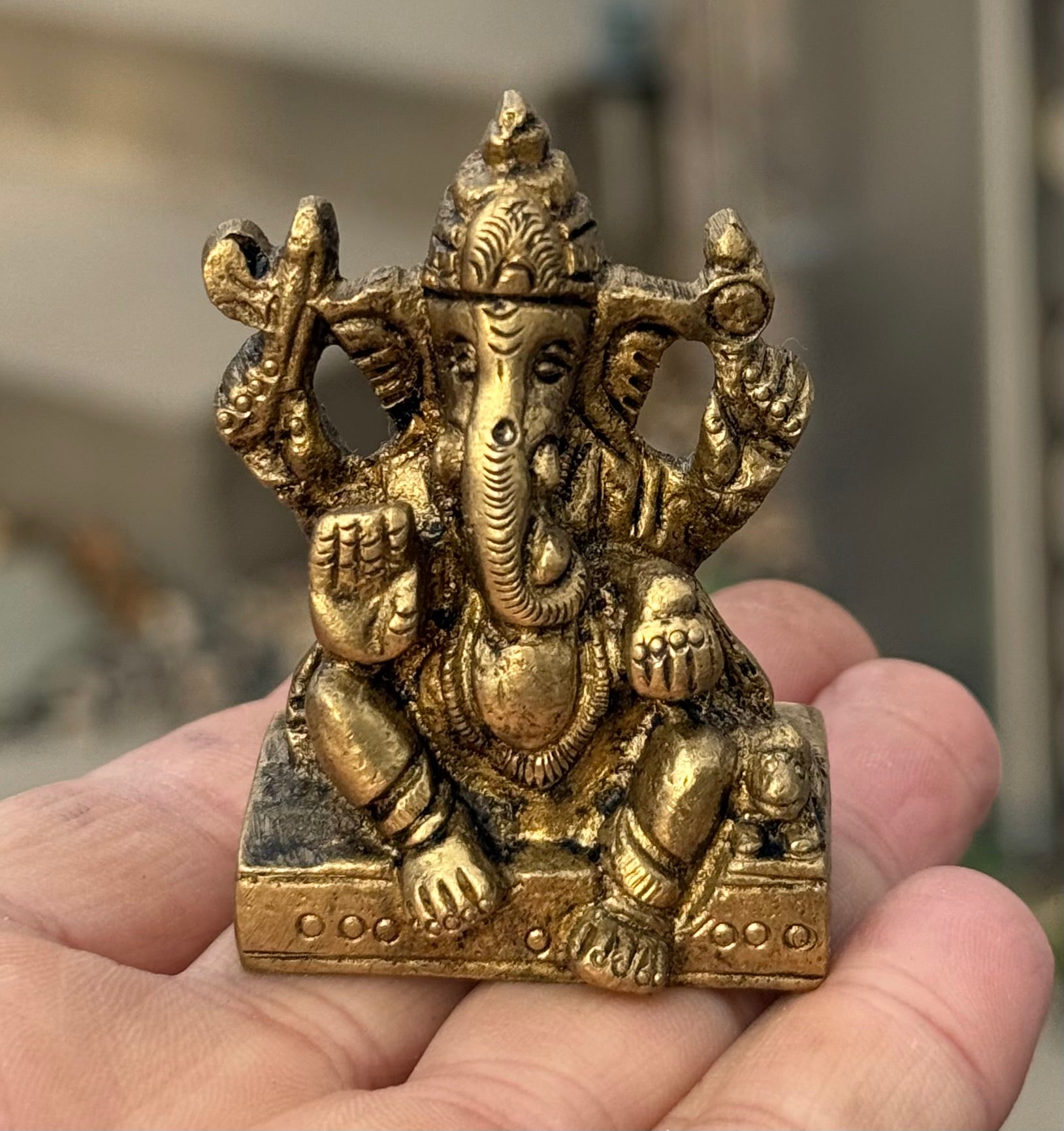Small Ganesha Statue Solid Brass Handcrafted In India - DharmaObjects