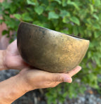 Antique Thadobati Himalayan Singing Bowl 7" – Hand Hammered Meditation Bowl with F# 687 Hz, Felt Cushion & Suede Striker - DharmaObjects