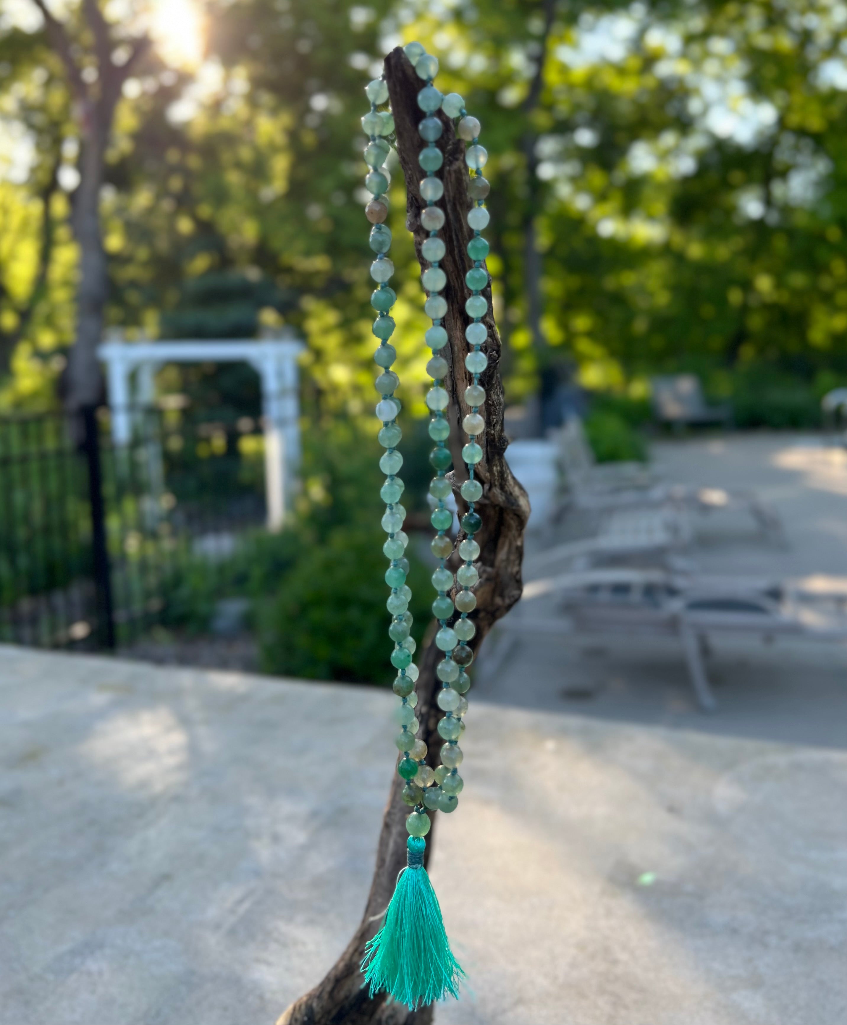 108 hand popular knotted mala beads Green Aventurine