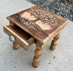 Solid Mango Wood Hand Carved Puja Shrine Altar Meditation Table Tree Of Life - DharmaObjects