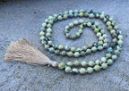 Serpentine Mala 108 Beads – Hand Knotted Gemstone Meditation Prayer Necklace