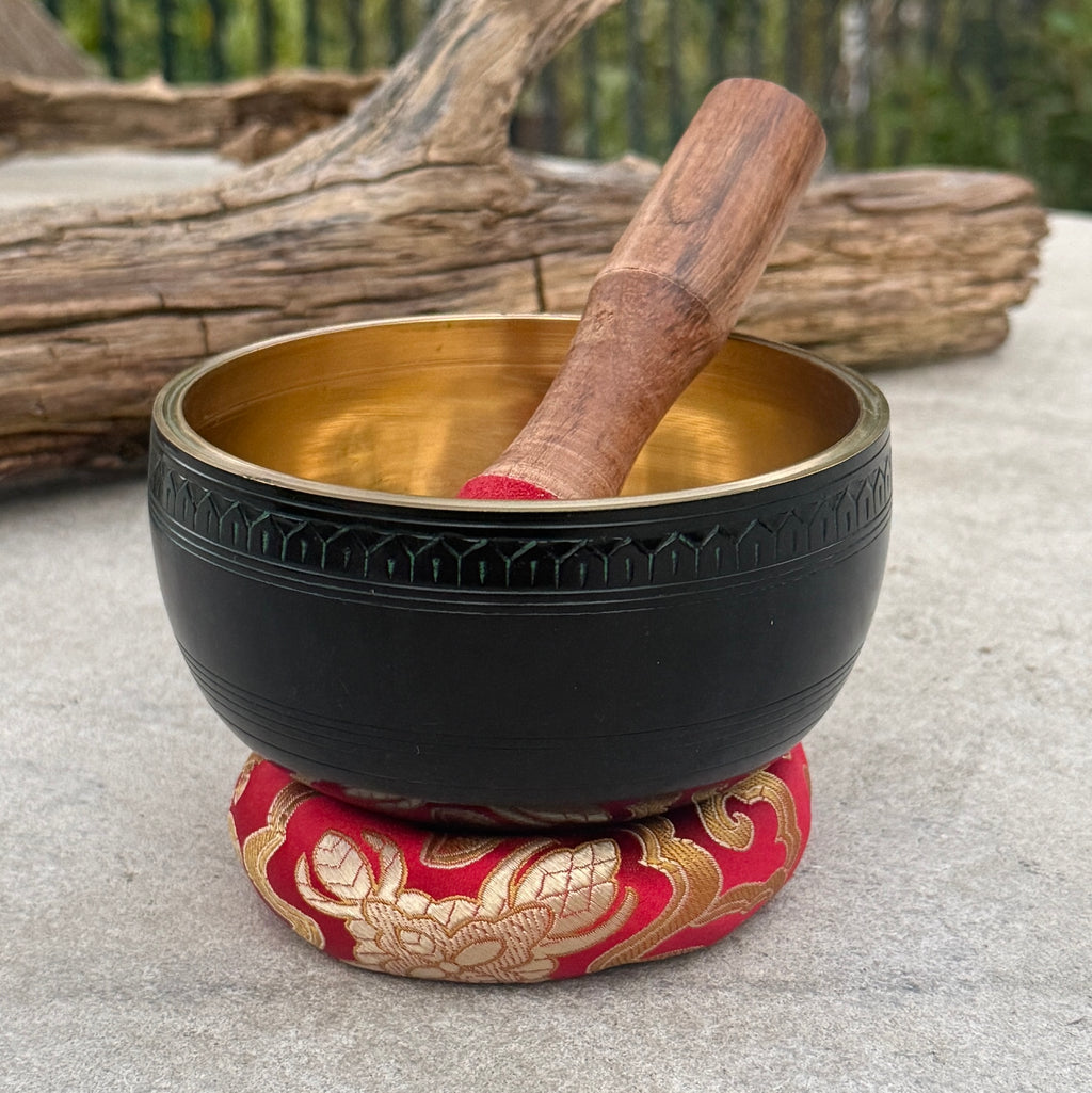 Premium Tibetan Mani Style Inward-Curved Thick-Wall Singing Bowl Set